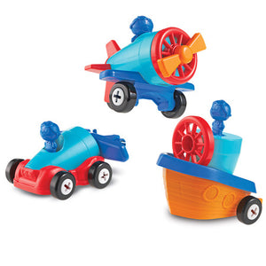 Learning Resources - LER2840 | 1-2-3 Build It: Car, Plane, Boat Set