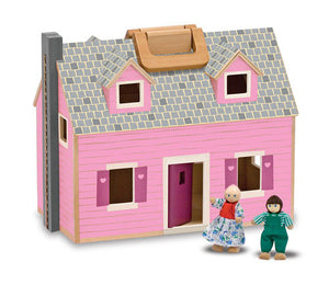 Melissa & Doug 13701 Fold And Go Wooden Dollhouse Pink