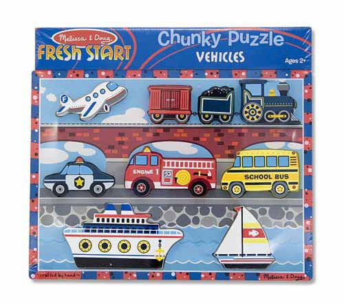 Melissa & Doug - 13725 | Chunky Puzzle: Vehicles (9 Pieces)