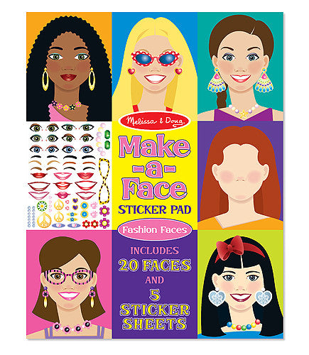 Melissa & Doug - 14195 | Make-a-Face Sticker Pad: Fashion Faces