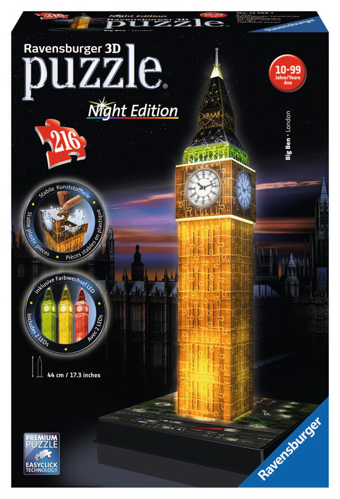 Ravensburger - 12588 | Big Ben (Night Edition) - 216 Piece 3D Puzzle