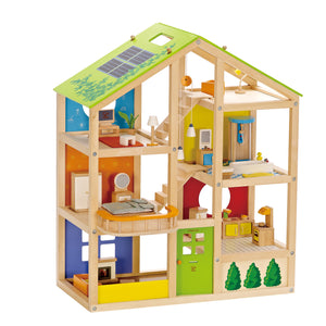 Hape Hi-Rise Wood Dollhouse Furnished - E3401
