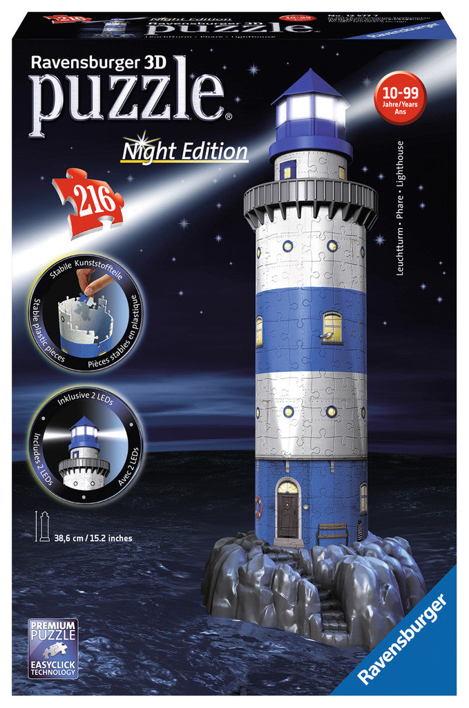 Ravensburger - 12577 | Lighthouse Night Edition - 216 Piece 3D Puzzle